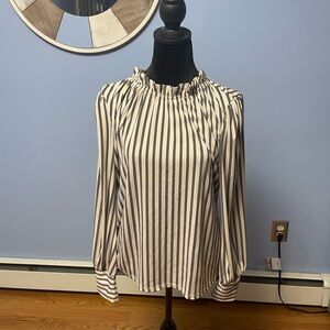 Cream,black and white blouse